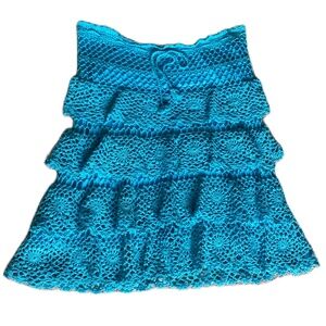 Ariella tiered crochet mini skirt blue